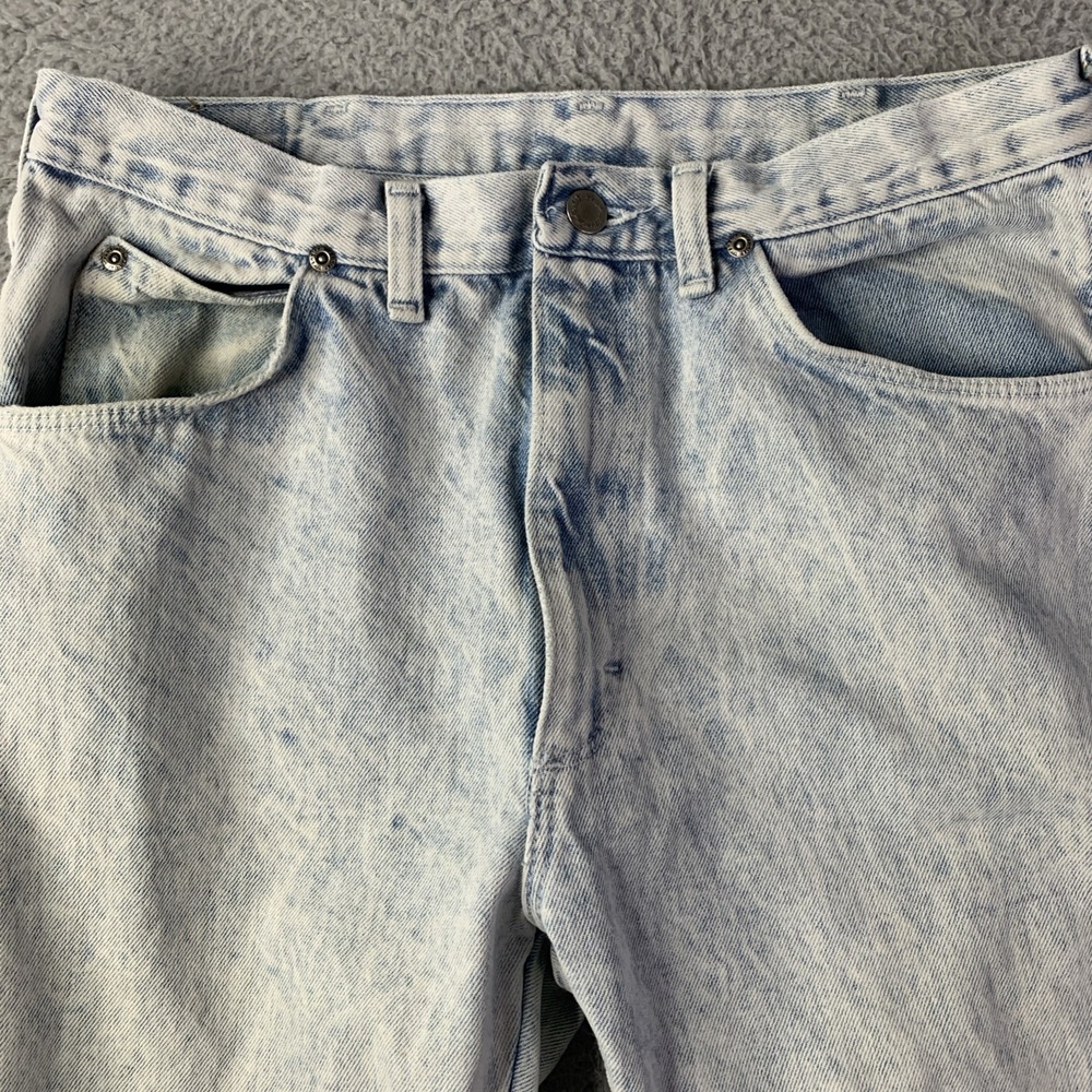 Vintage 1980s Wrangler Acid Wash Jeans Size 34x32 (32x29) Made In USA - Picture 5 of 16